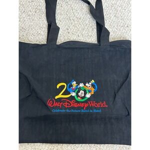 Walt Disney World 2000 Celebrate Hand in Hand Black Embroidered‎ Tote Bag